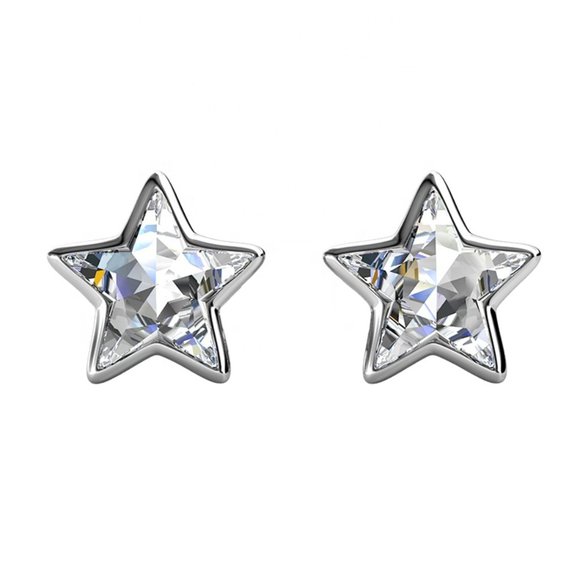 Clear Star Stud Earrings With Australian Crystals